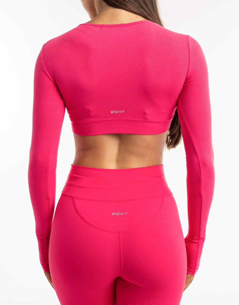 Echt Ribbed High Cut Long Sleeve - Bright Pink