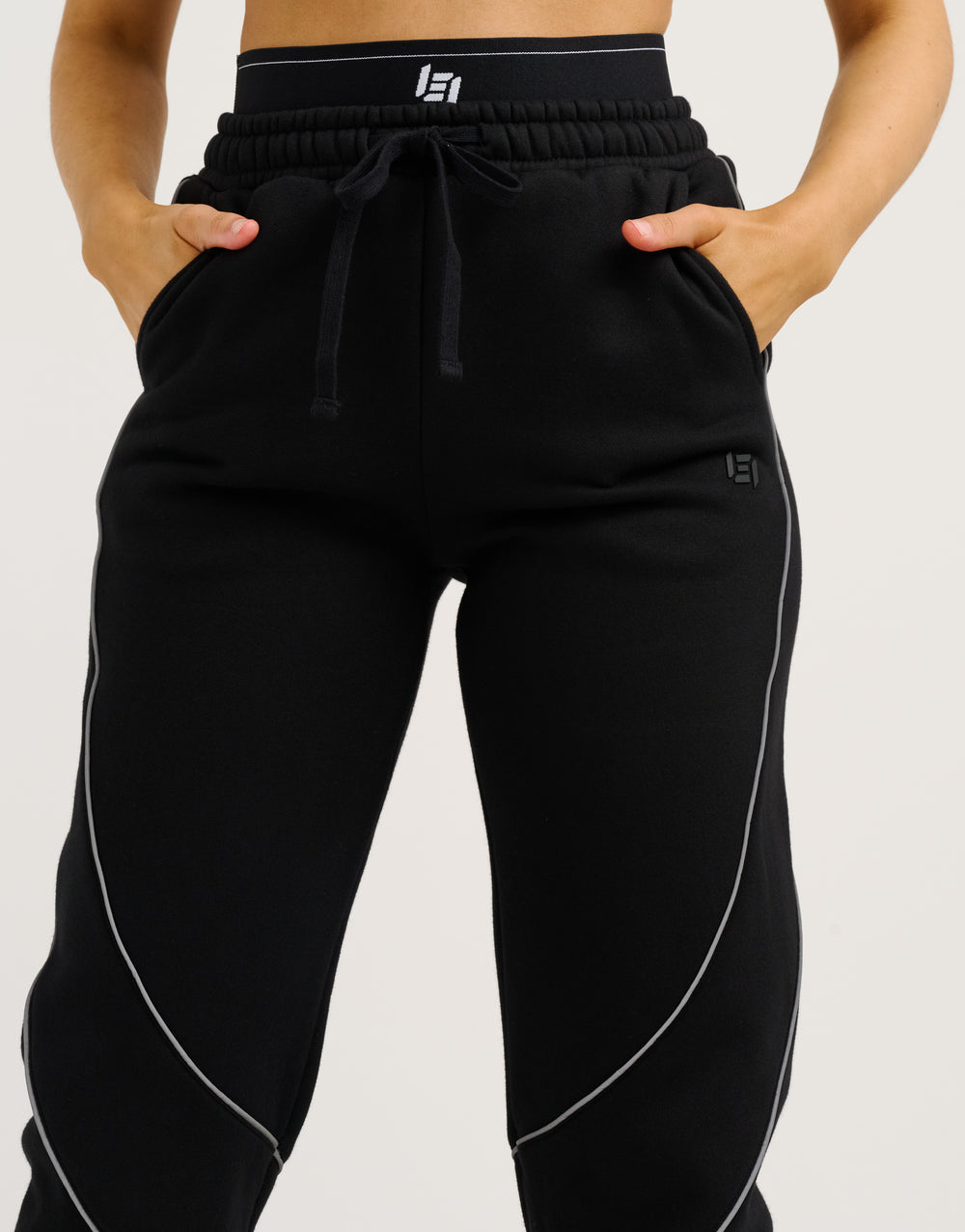 Elemental Layered Jogger Sweatpants - Black/White