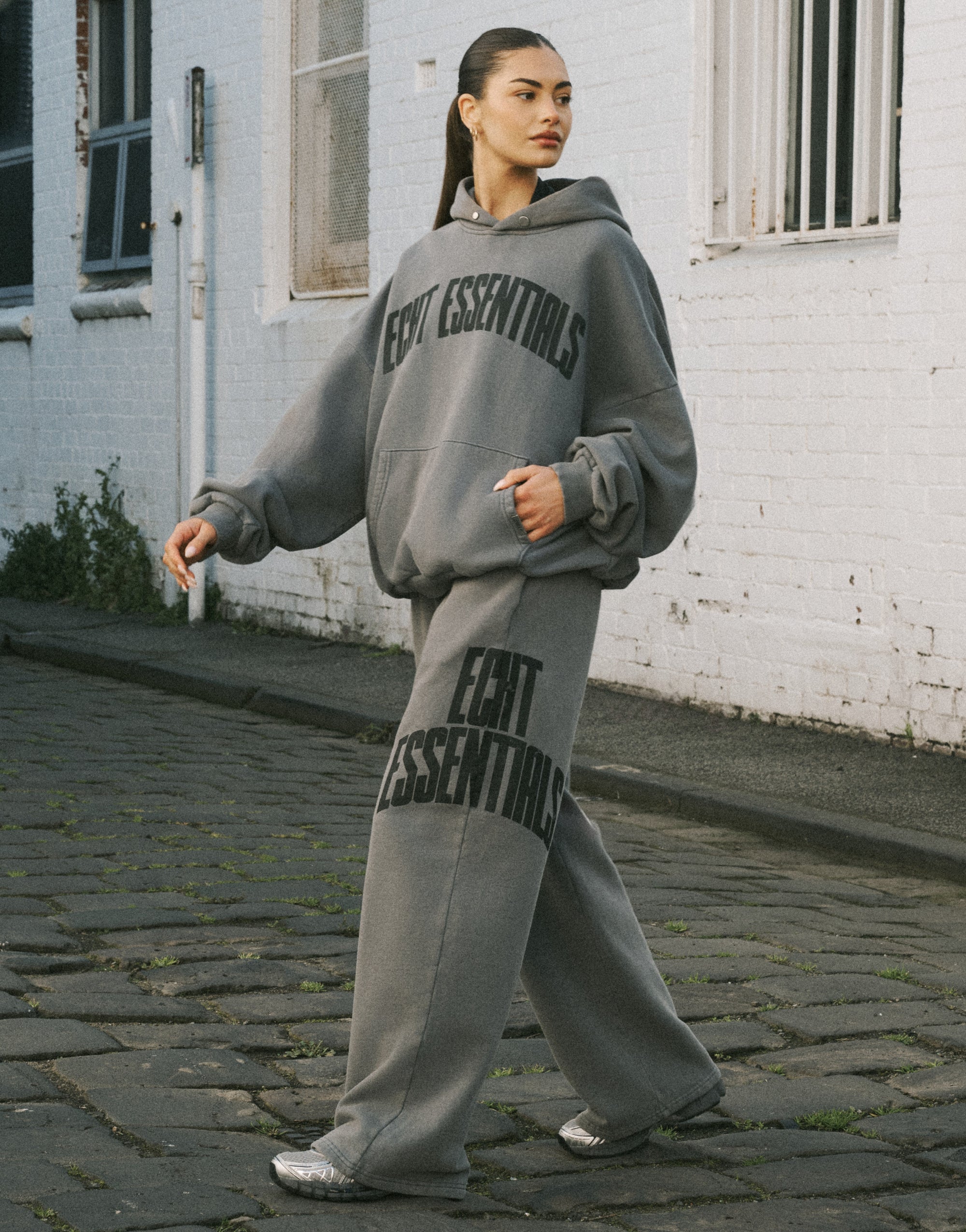 College Combed Fleece Wide Leg Sweatpant - Storm Grey