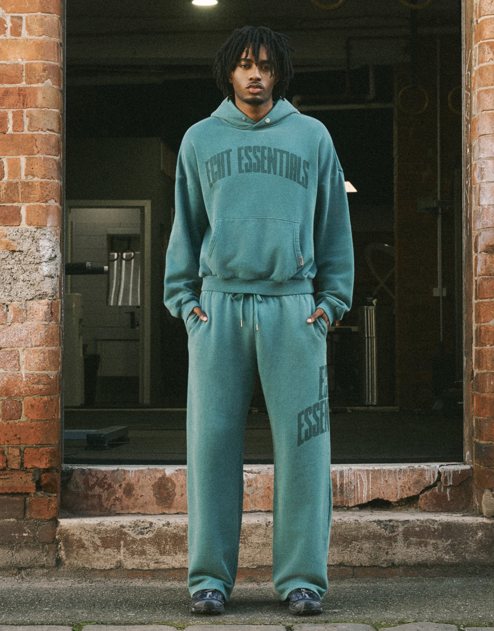 College Combed Fleece Wide Leg Sweatpant - Teal