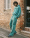 College Combed Fleece Wide Leg Sweatpant - Teal