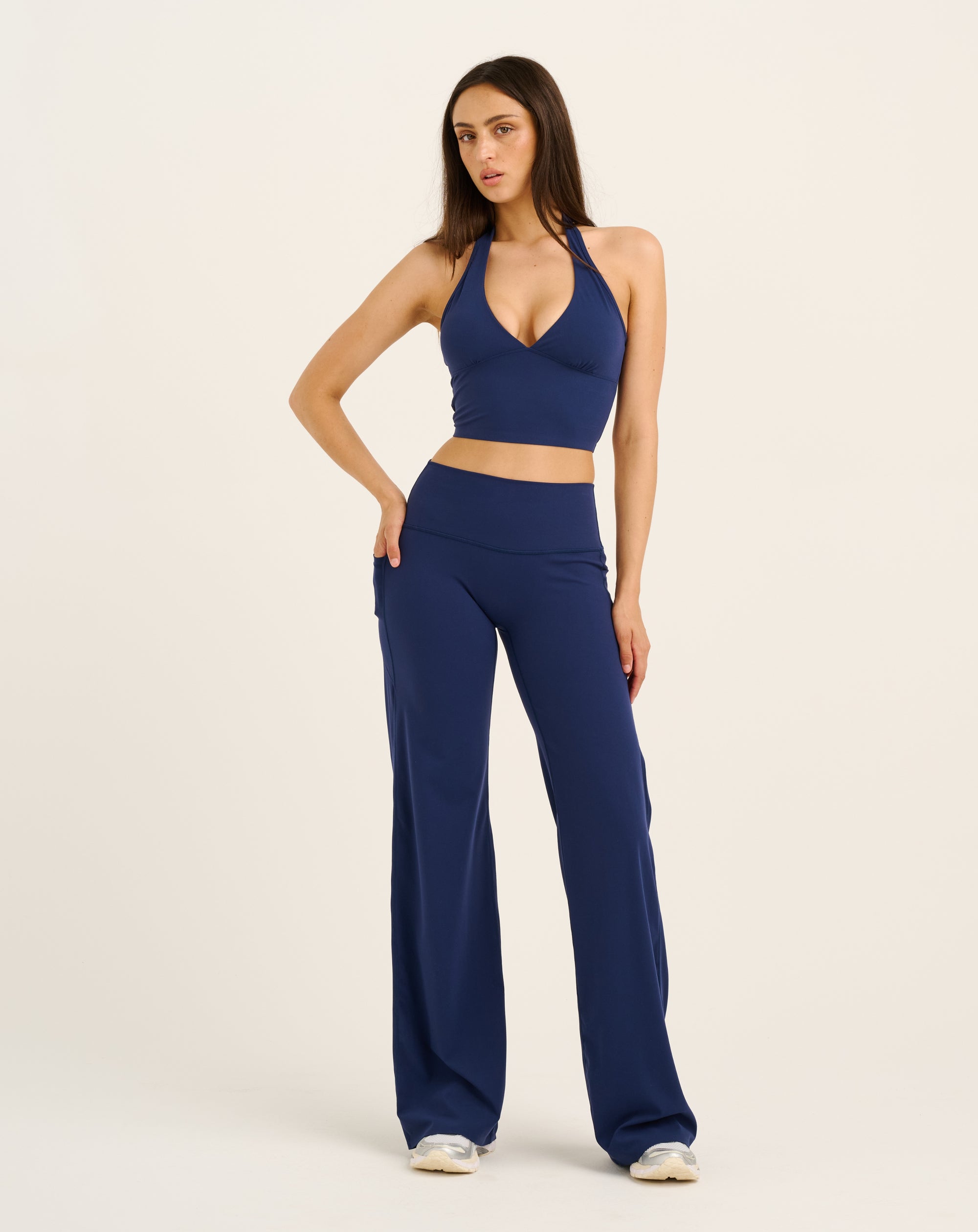 Lycra Halter Tank - Navy