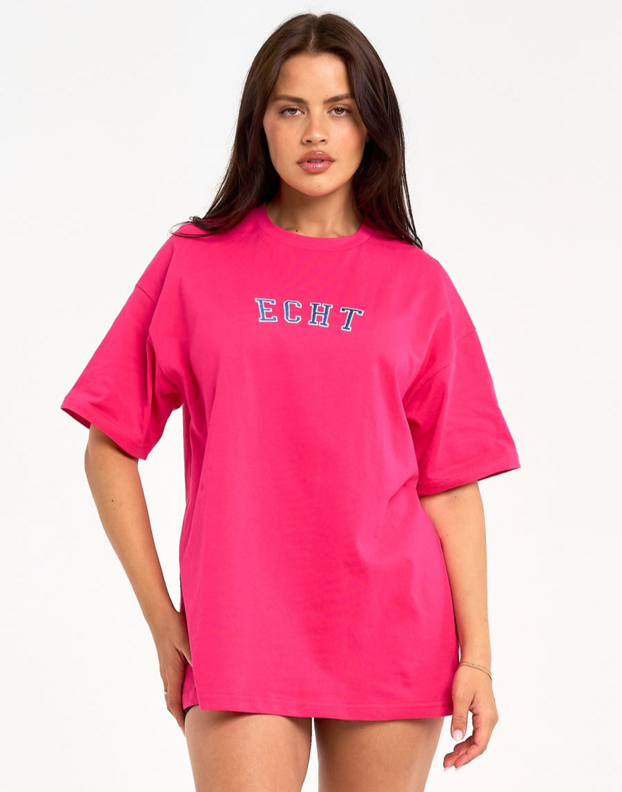 College Oversize Tee - Pink