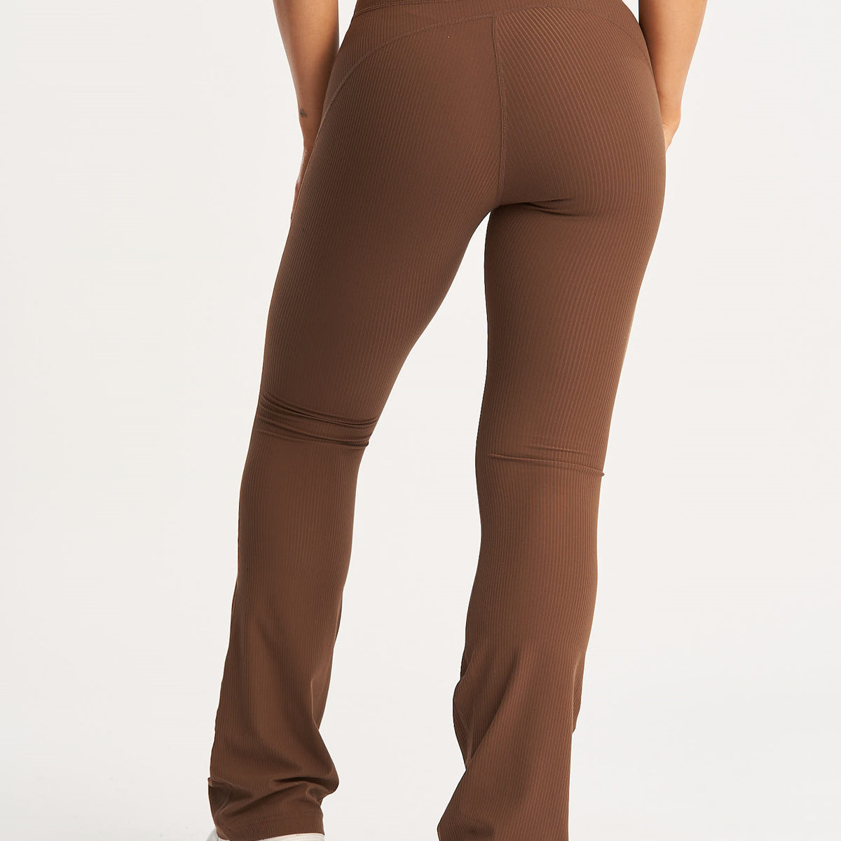 Flare Ribbed Leggings - Chestnut Brown