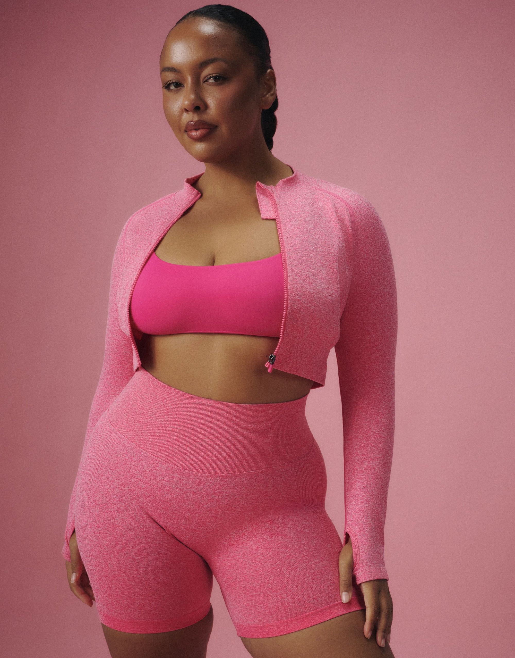 Arise Essential Zip-Up Long Sleeve - Pink