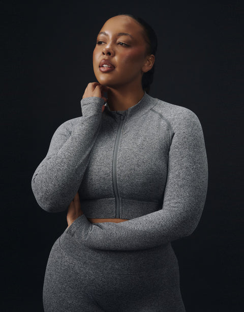 Arise Essential Zip-Up Long Sleeve - Charcoal