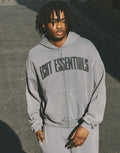 College Combed Fleece Zip-Up Hoodie - Storm Grey