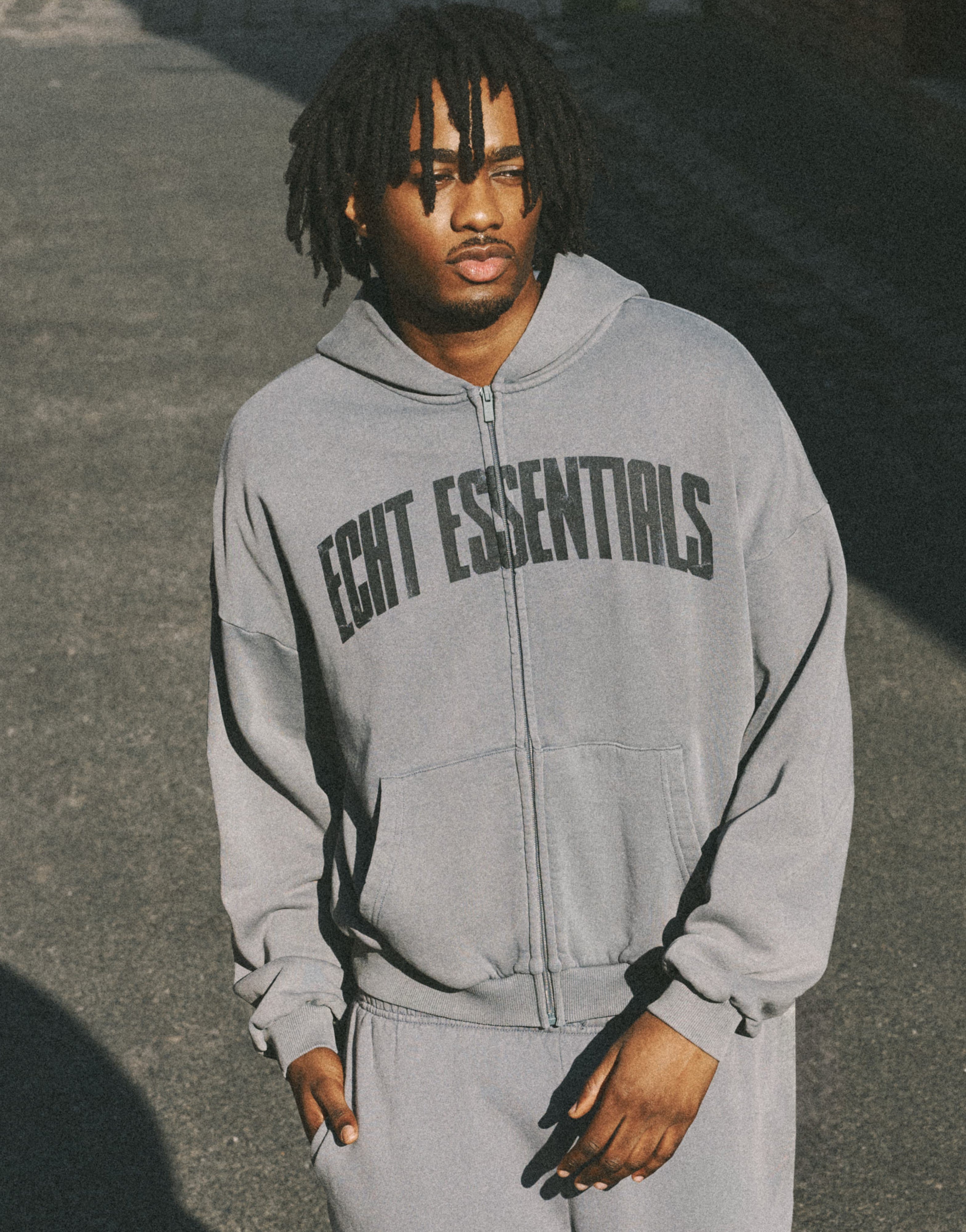 College Combed Fleece Zip-Up Hoodie - Storm Grey
