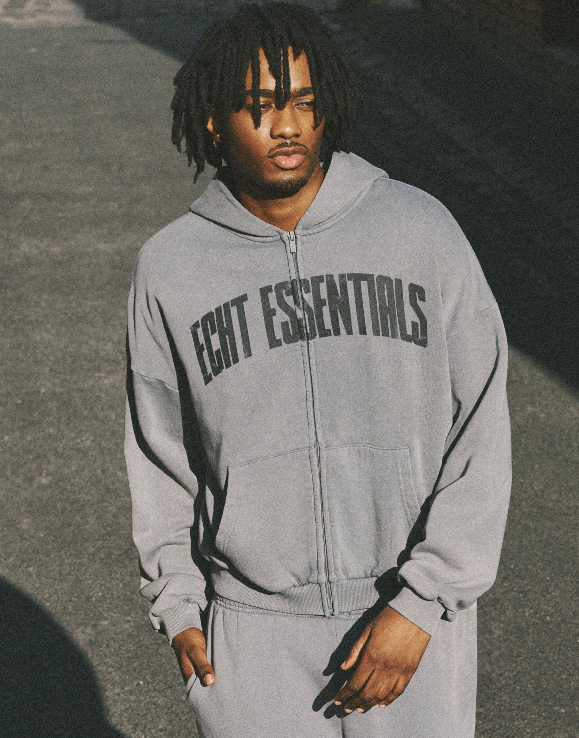 College Combed Fleece Zip-Up Hoodie - Storm Grey