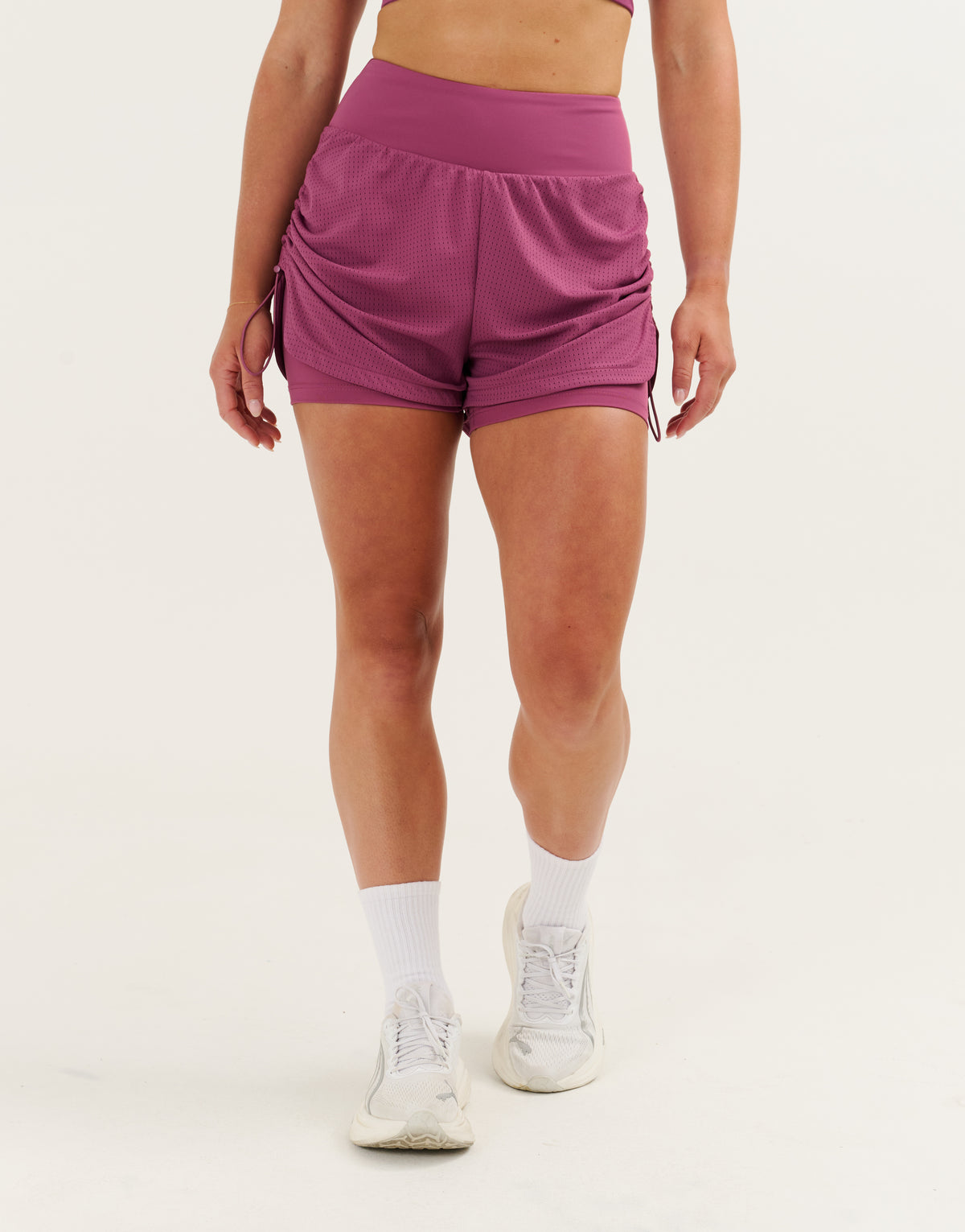 Nova Ruched Running Shorts - Plum