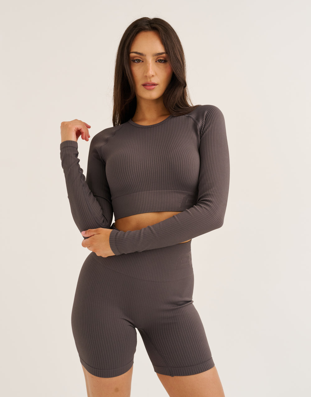 Arise Comfort Cropped Long Sleeve V2 - Slate Grey