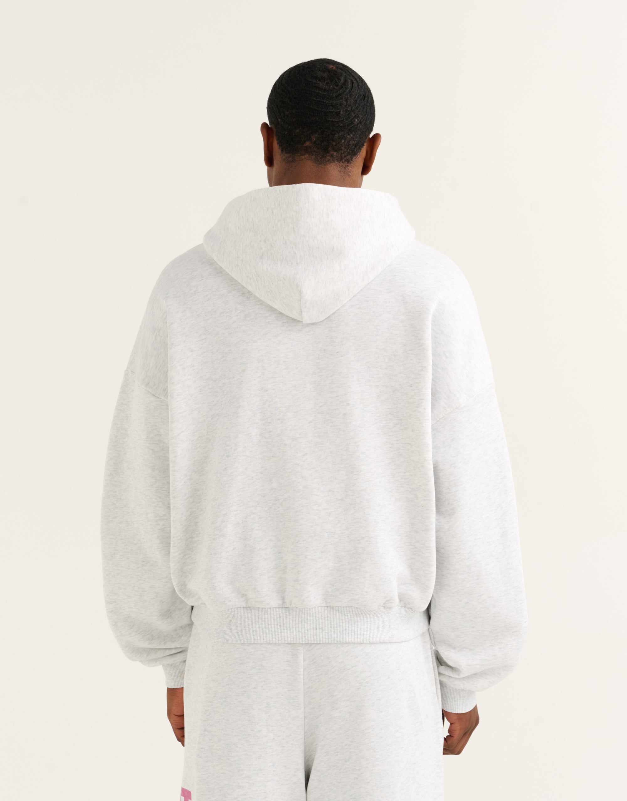 College Combed Fleece Zip-Up Hoodie - Grey Marle