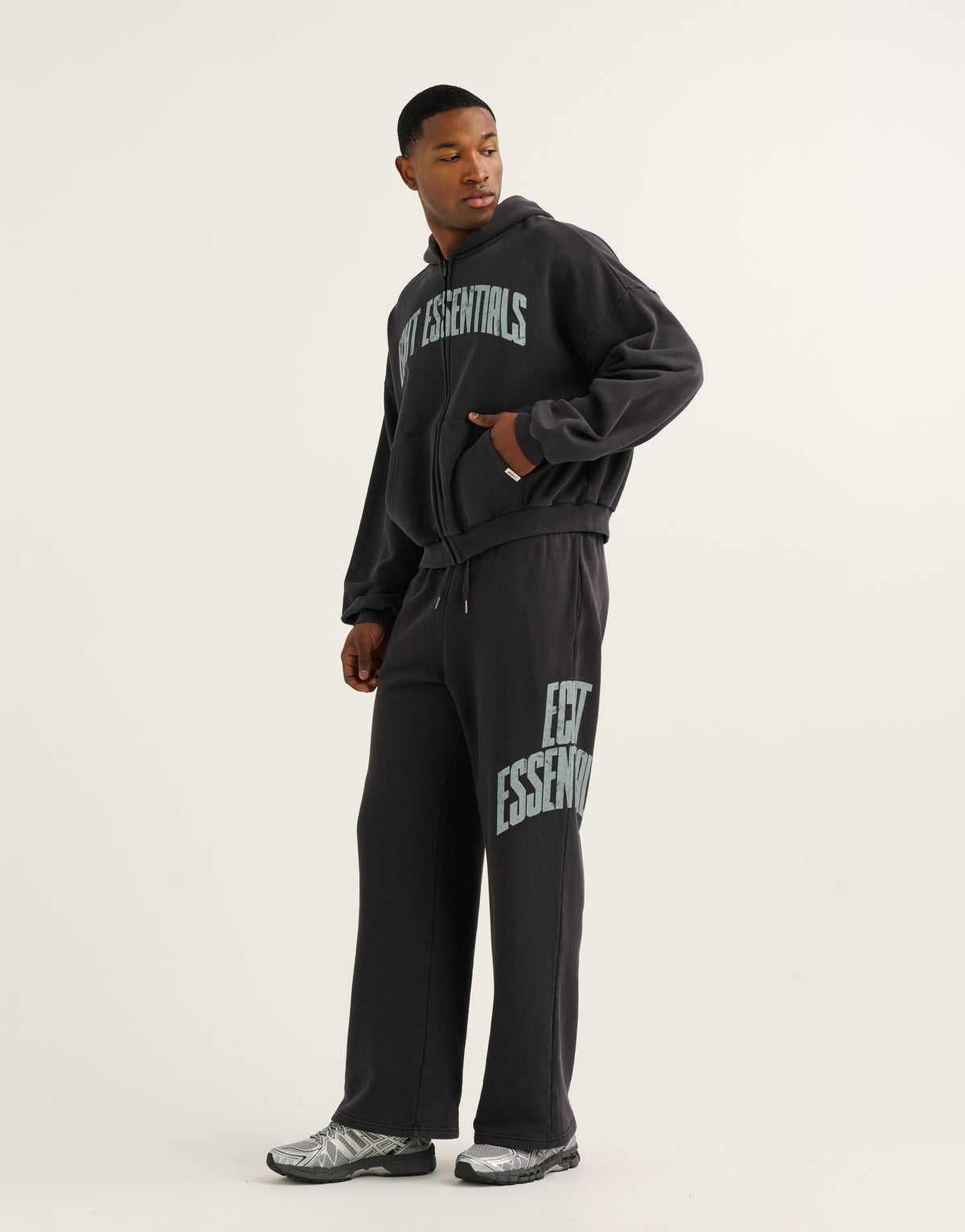 College Combed Fleece Zip-Up Hoodie - Phantom Black