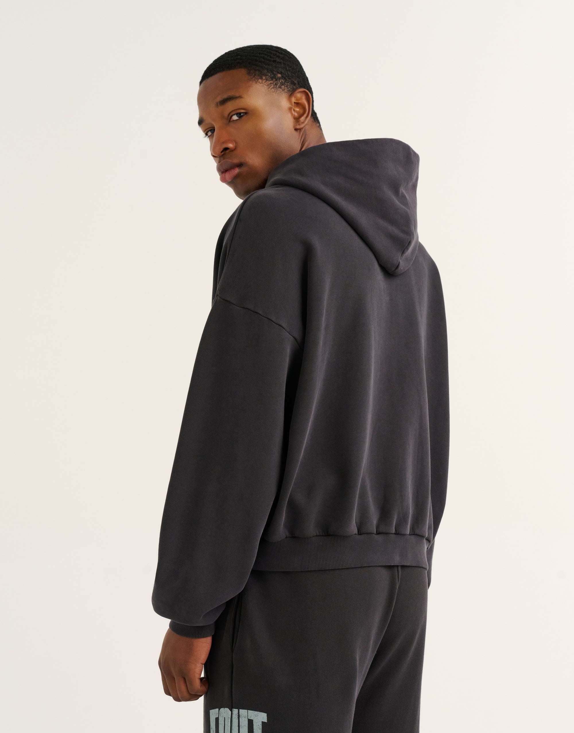 College Combed Fleece Zip-Up Hoodie - Phantom Black
