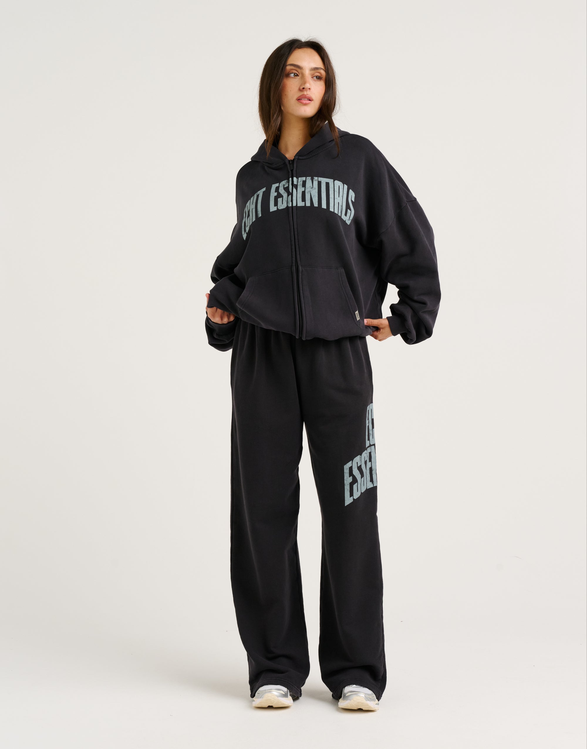College Combed Fleece Zip-Up Hoodie - Phantom Black