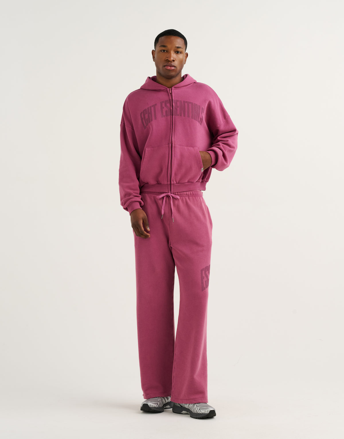 College Combed Fleece Zip-Up Hoodie - Plum