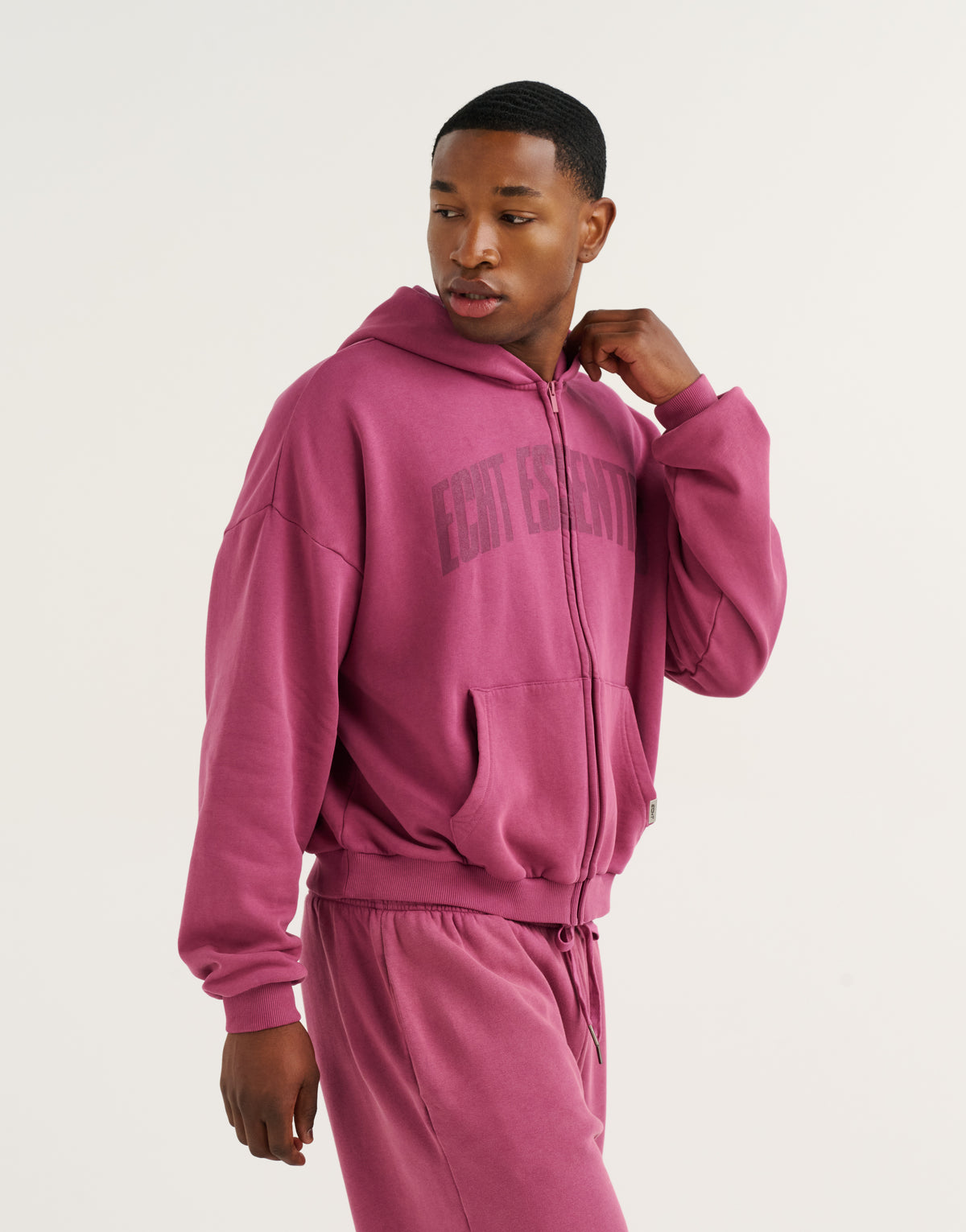 College Combed Fleece Zip-Up Hoodie - Plum