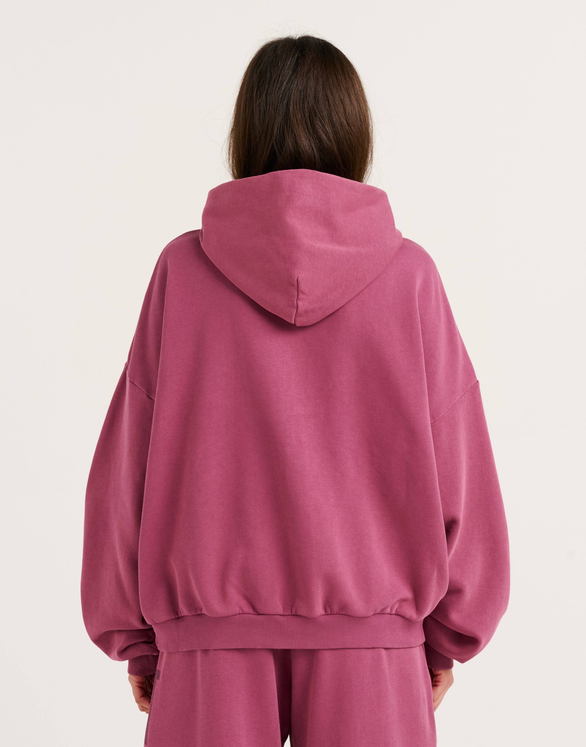 College Combed Fleece Zip-Up Hoodie - Plum