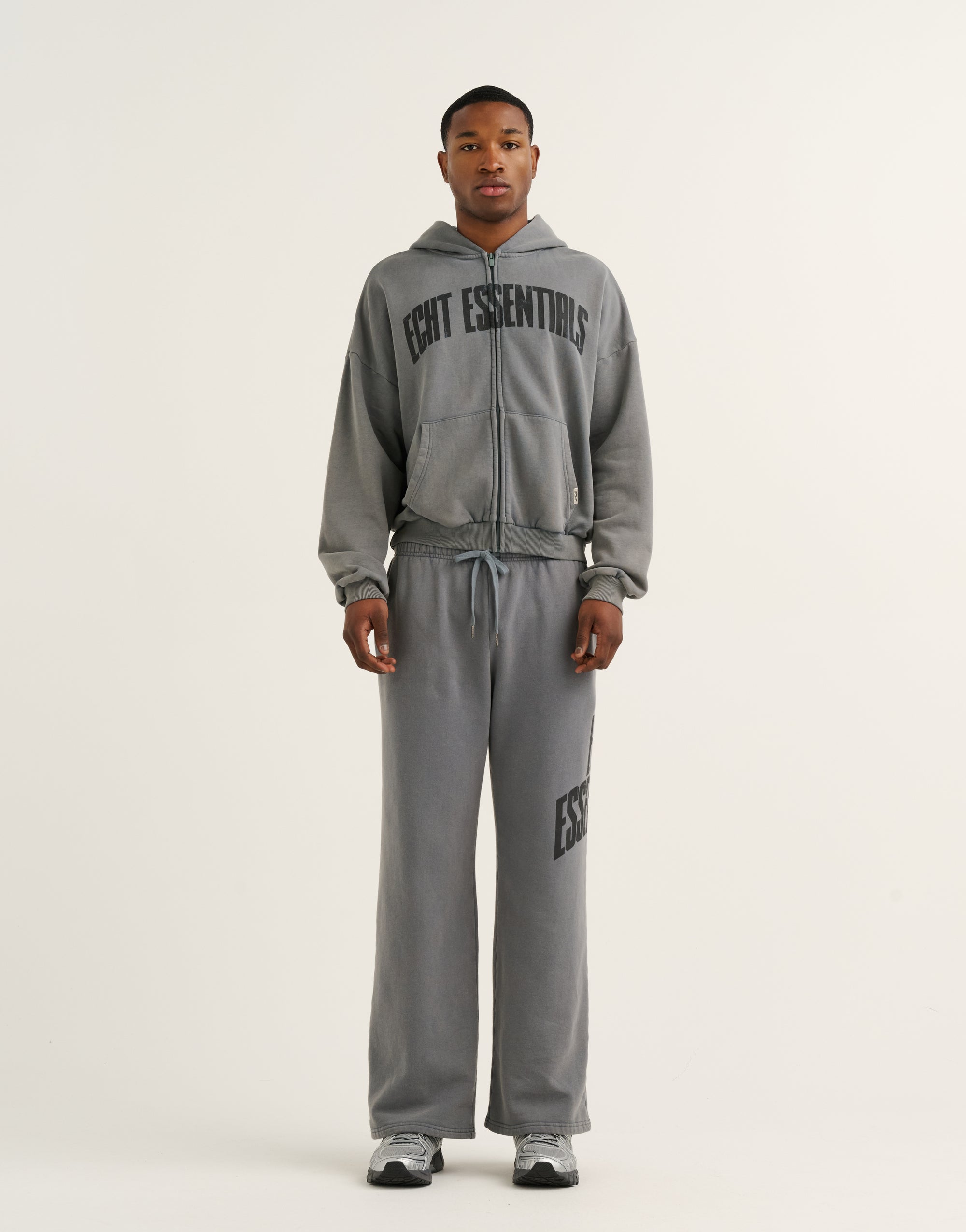 College Combed Fleece Zip-Up Hoodie - Storm Grey
