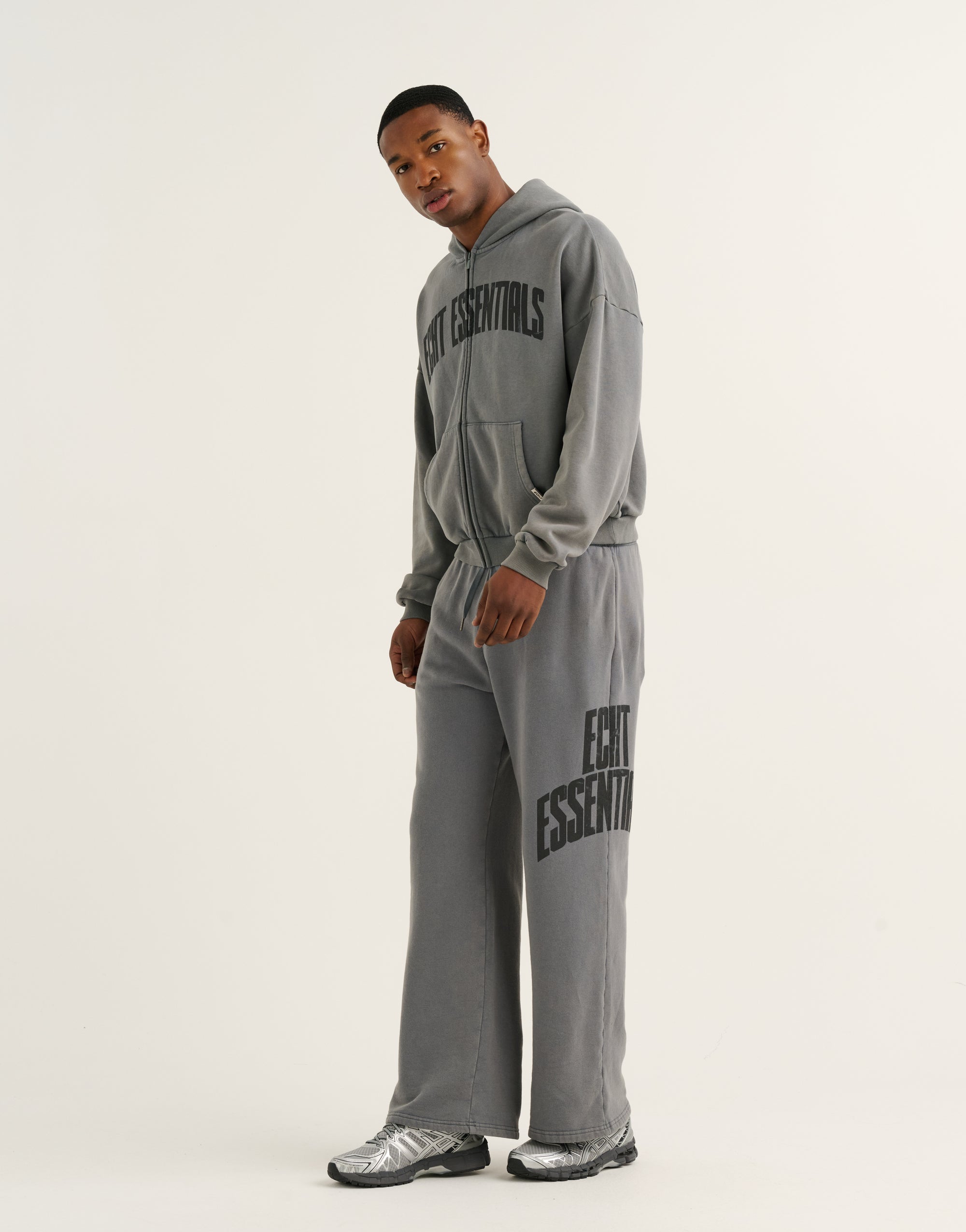 College Combed Fleece Zip-Up Hoodie - Storm Grey