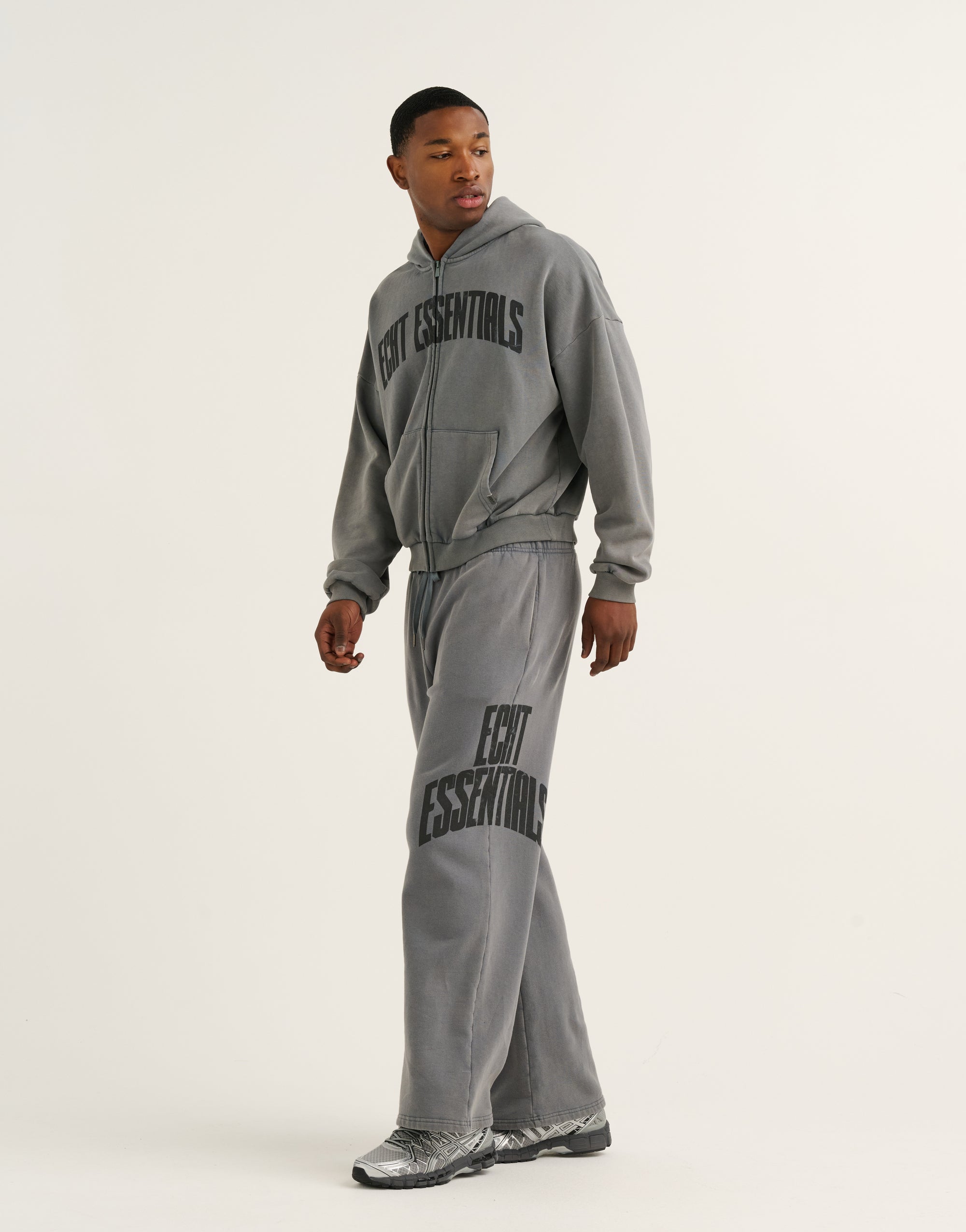 College Combed Fleece Zip-Up Hoodie - Storm Grey