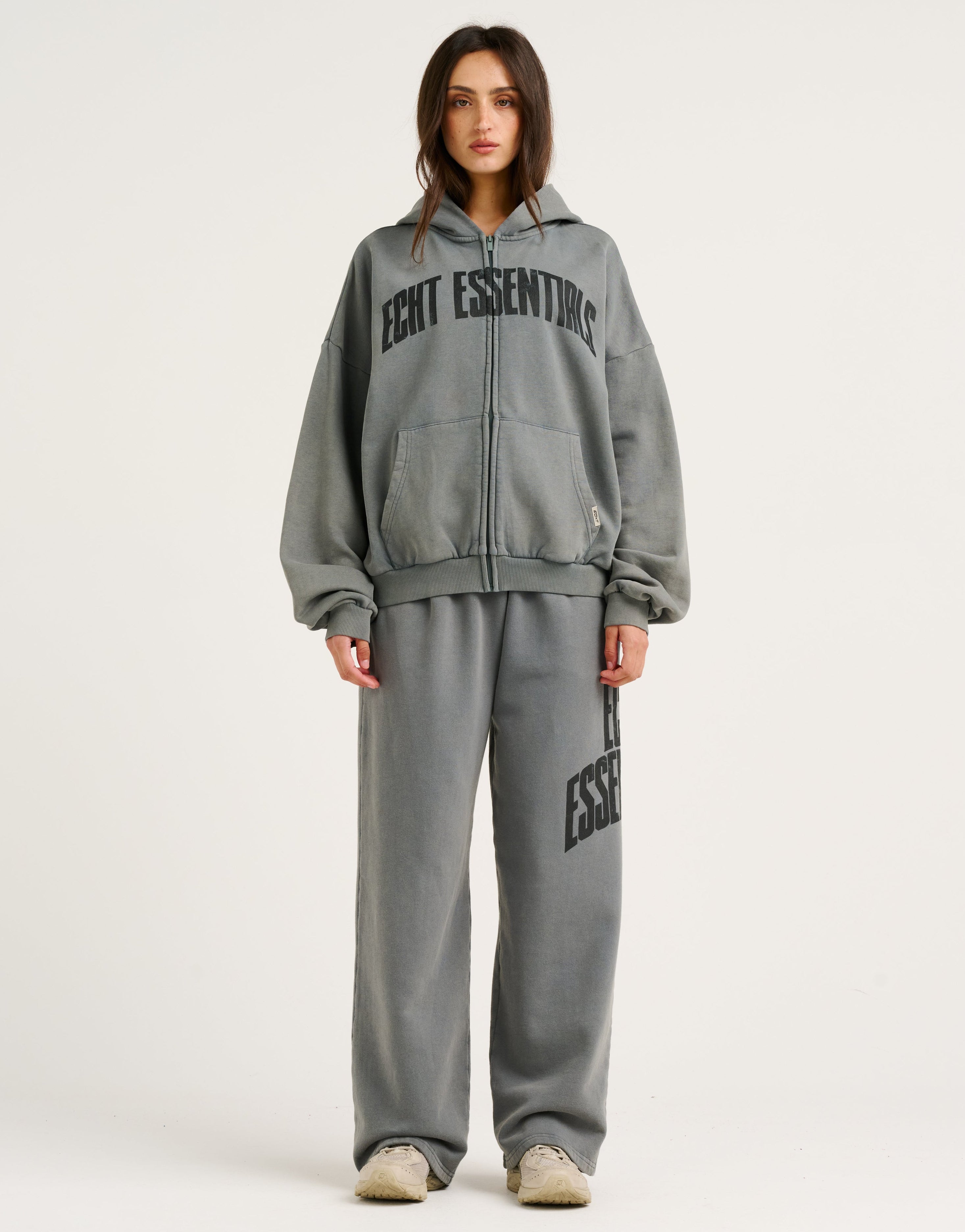 College Combed Fleece Zip-Up Hoodie - Storm Grey