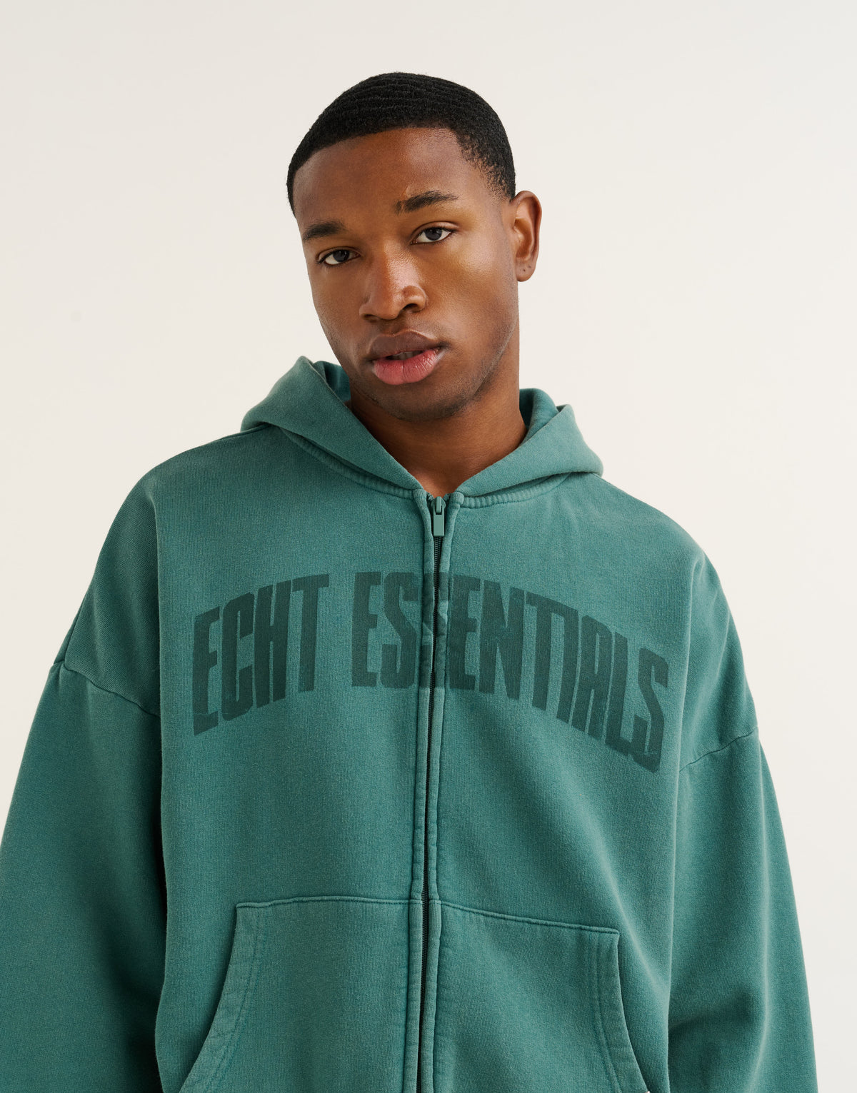 College Combed Fleece Zip-Up Hoodie - Teal