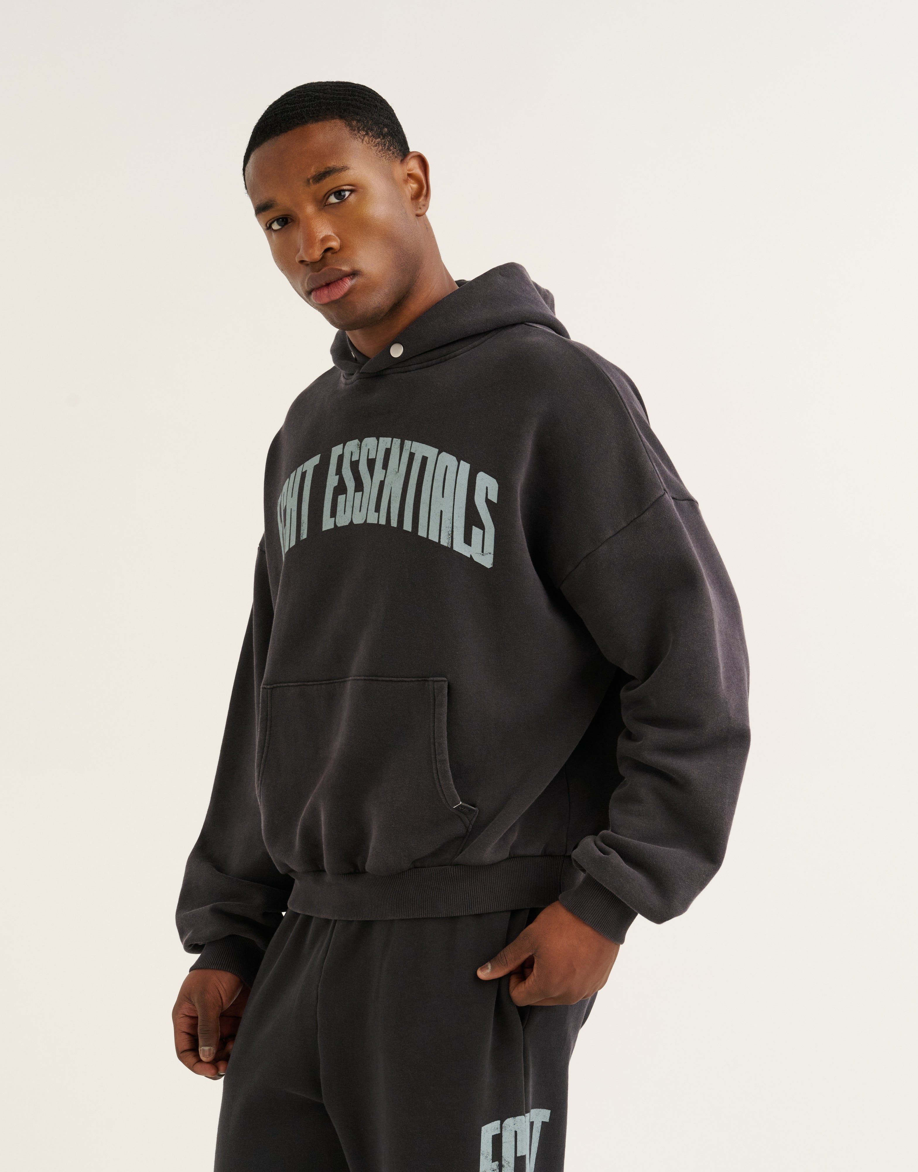 College Combed Fleece Hoodie - Phantom Black