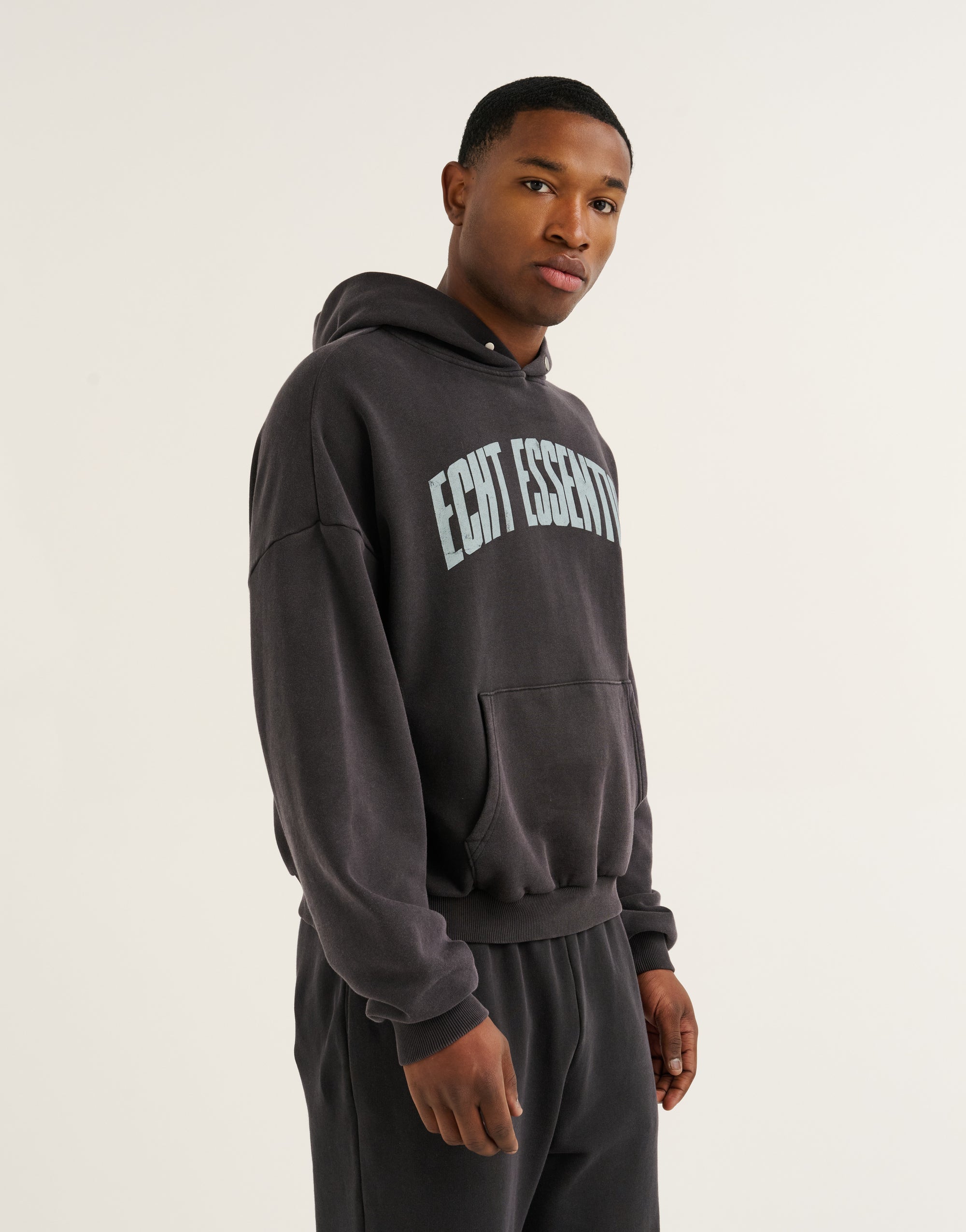 College Combed Fleece Hoodie - Phantom Black