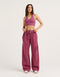 College Combed Fleece Wide Leg Sweatpant - Plum
