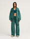 College Combed Fleece Zip-Up Hoodie - Teal