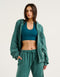 College Combed Fleece Zip-Up Hoodie - Teal