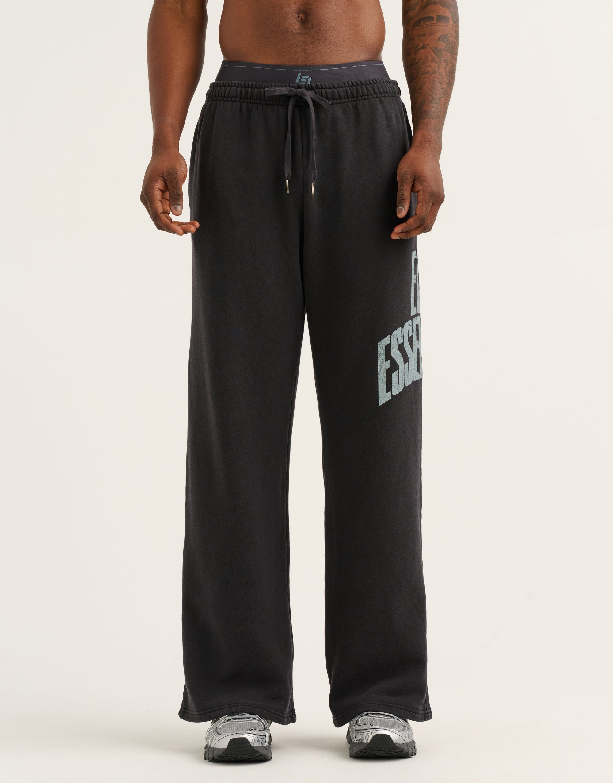 College Combed Fleece Wide Leg Sweatpant - Phantom Black