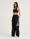 College Combed Fleece Wide Leg Sweatpant - Phantom Black