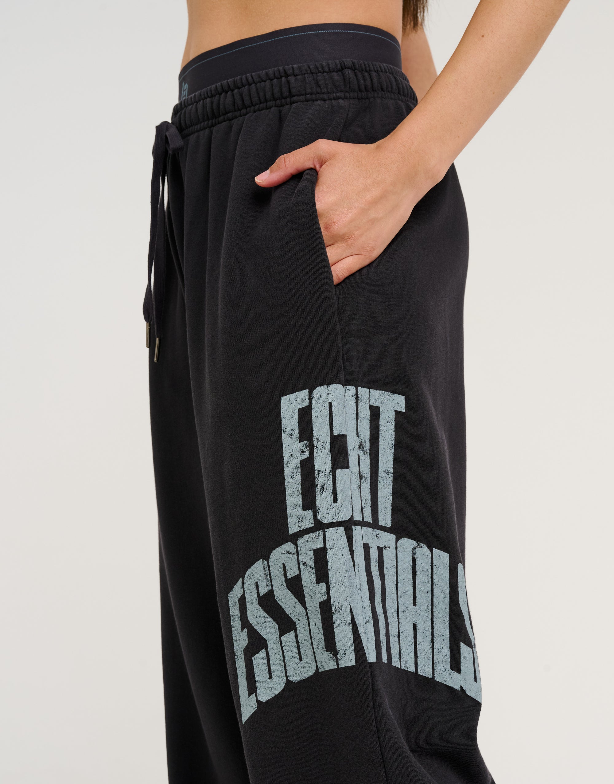 College Combed Fleece Wide Leg Sweatpant - Phantom Black