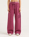 College Combed Fleece Wide Leg Sweatpant - Plum