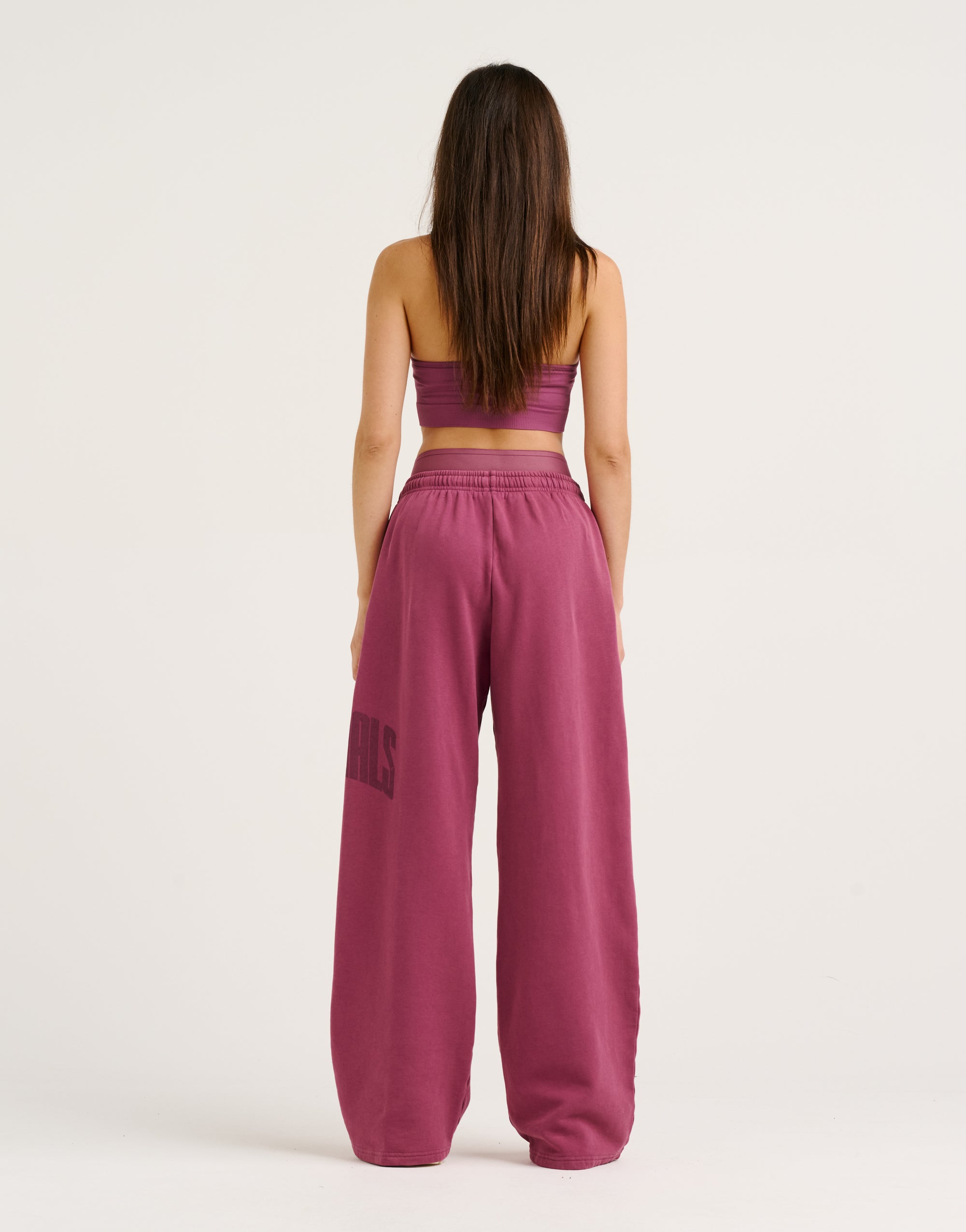 College Combed Fleece Wide Leg Sweatpant - Plum