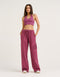 College Combed Fleece Wide Leg Sweatpant - Plum