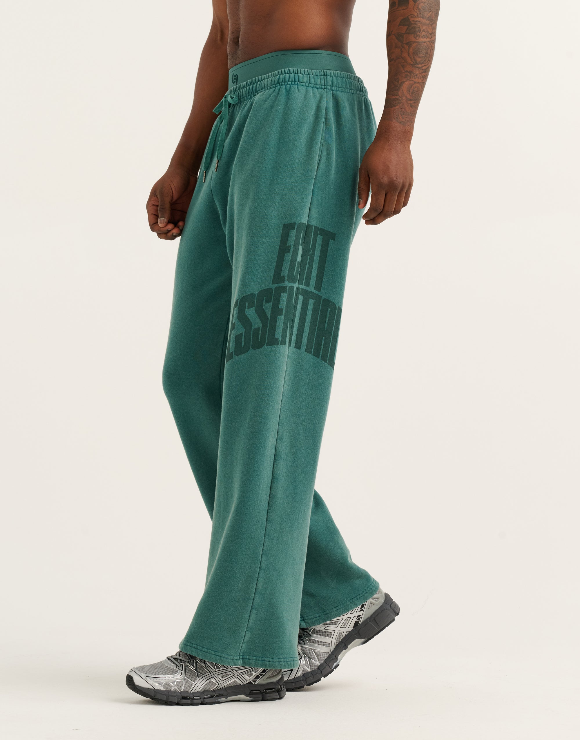 College Combed Fleece Wide Leg Sweatpant - Teal