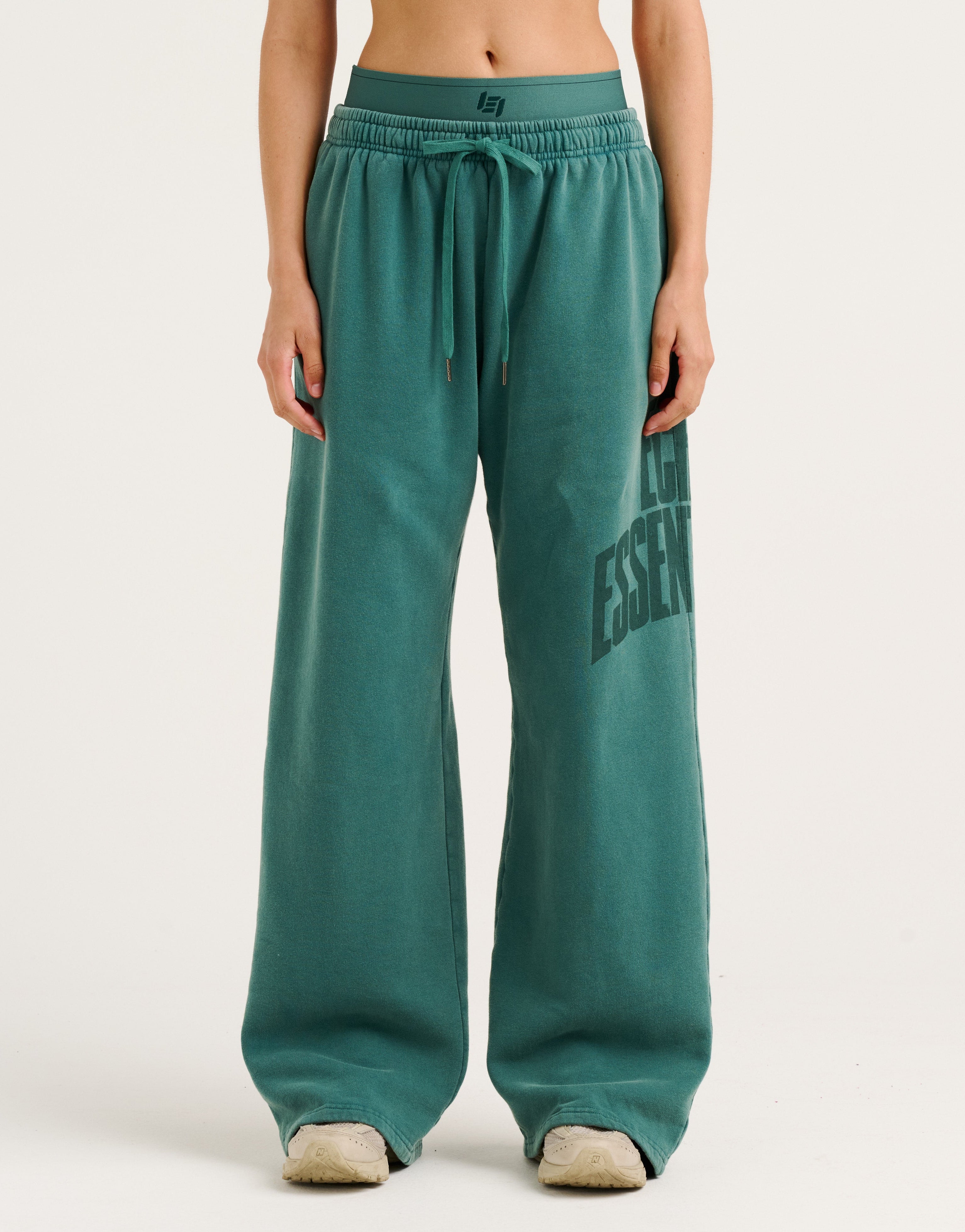 College Combed Fleece Wide Leg Sweatpant - Teal