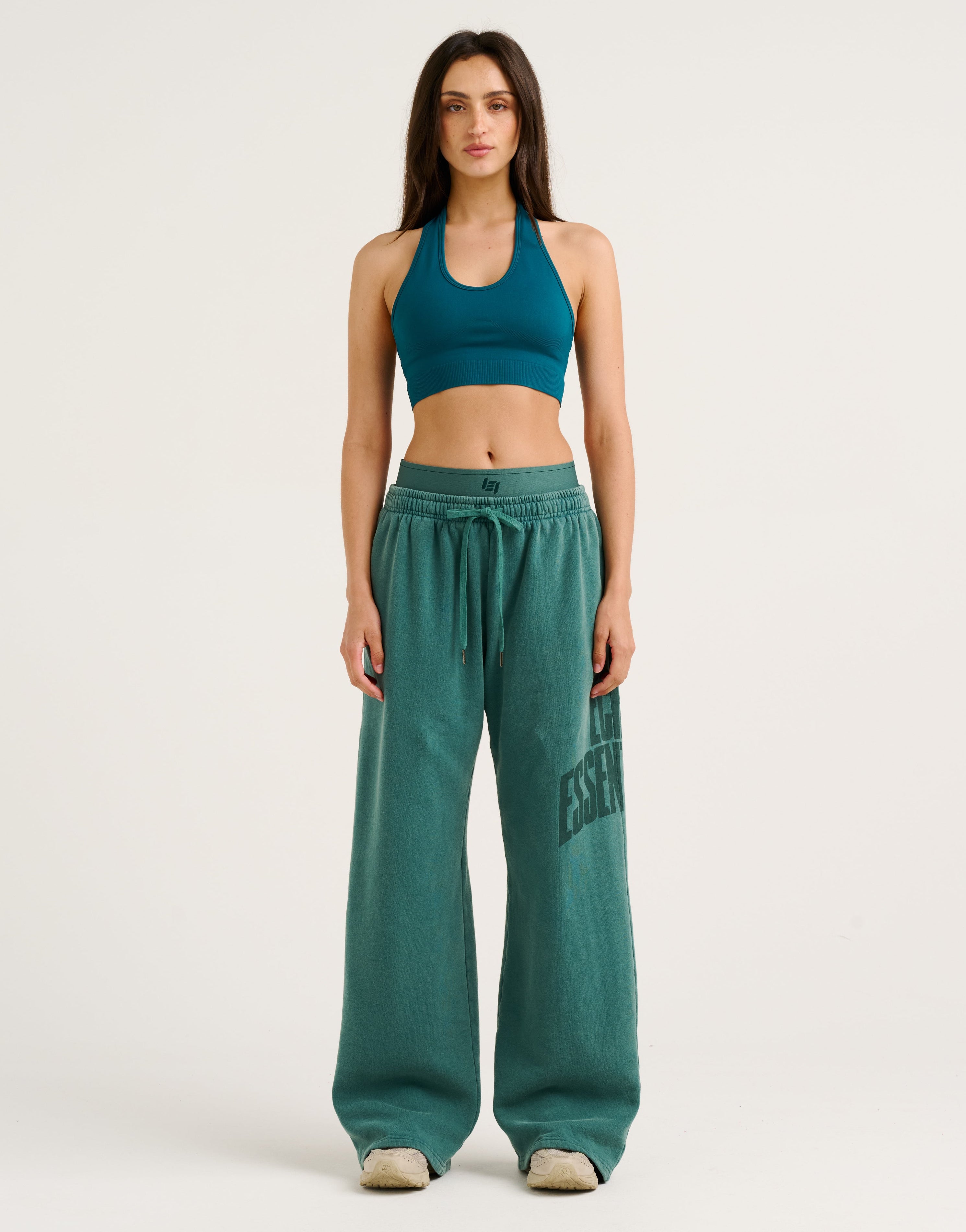 College Combed Fleece Wide Leg Sweatpant - Teal