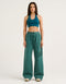 College Combed Fleece Wide Leg Sweatpant - Teal