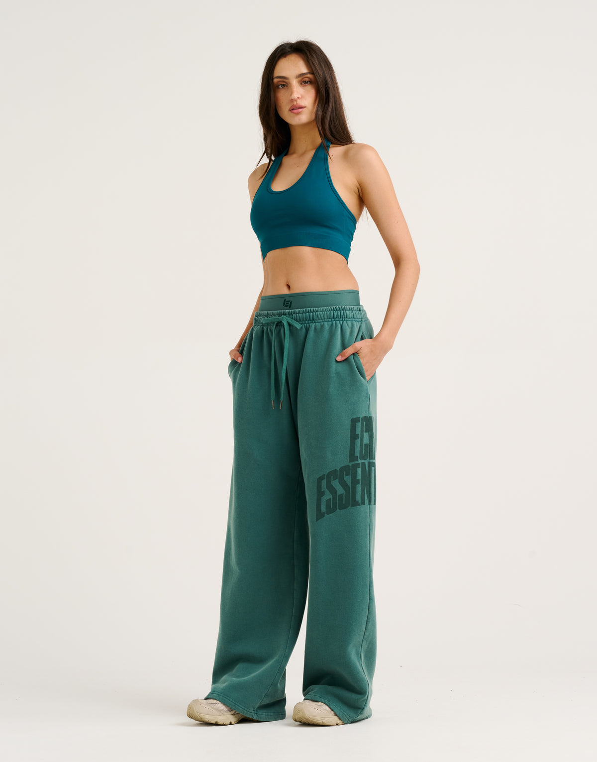 College Combed Fleece Wide Leg Sweatpant - Teal