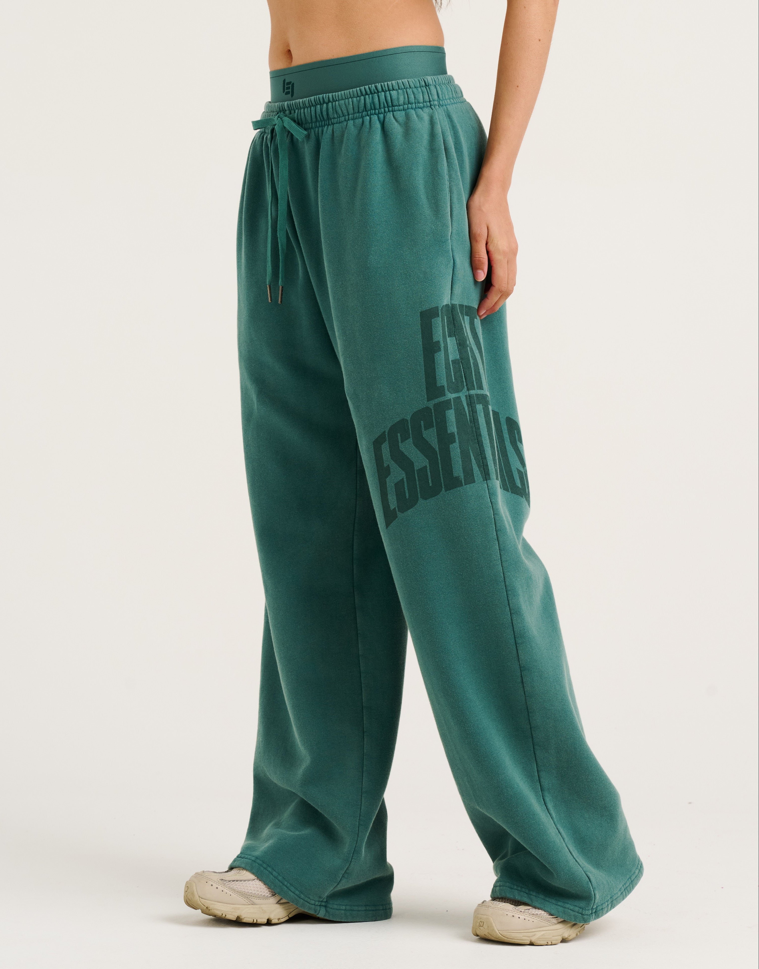 College Combed Fleece Wide Leg Sweatpant - Teal