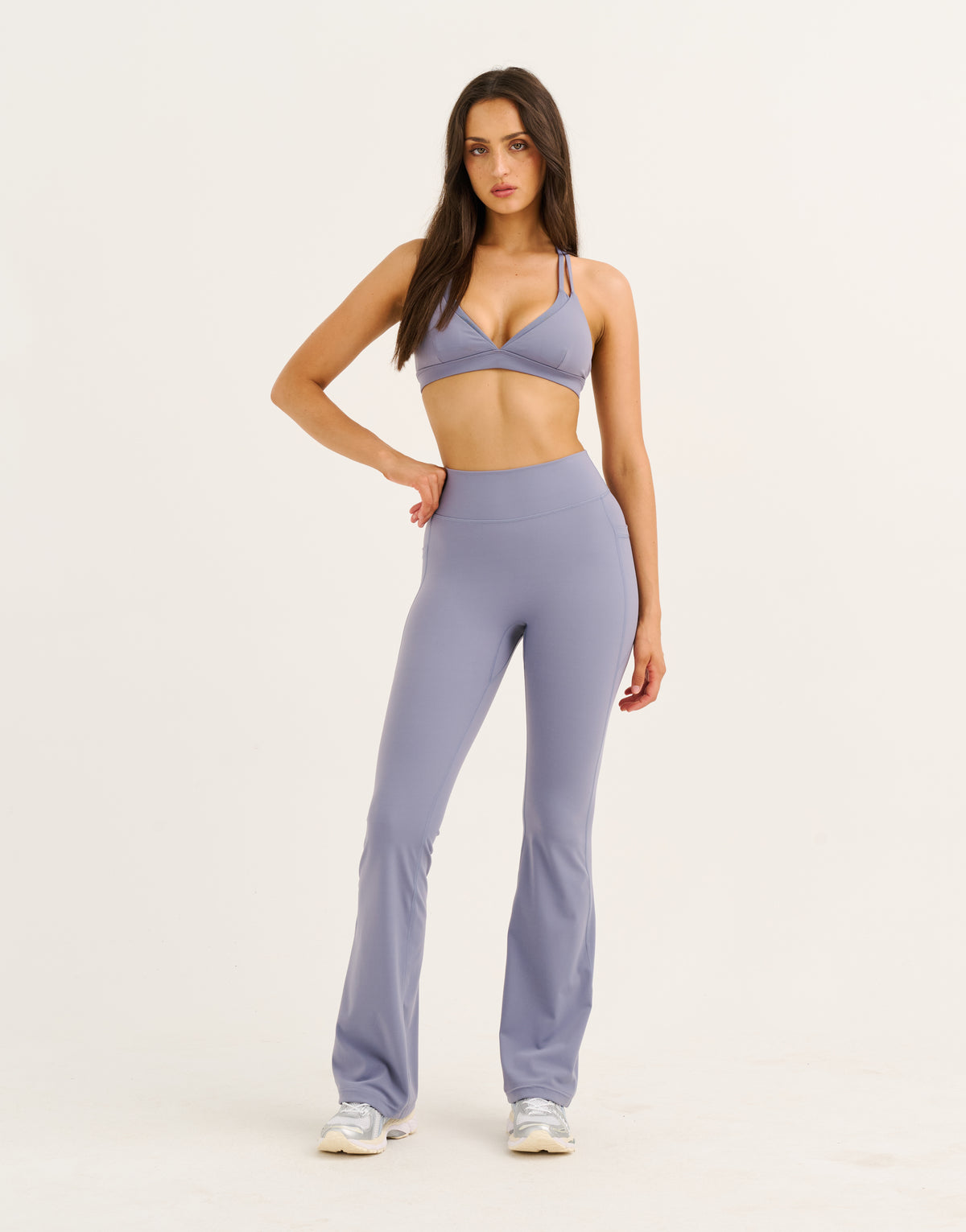 Flare Lycra Pocket Leggings - Washed Blue