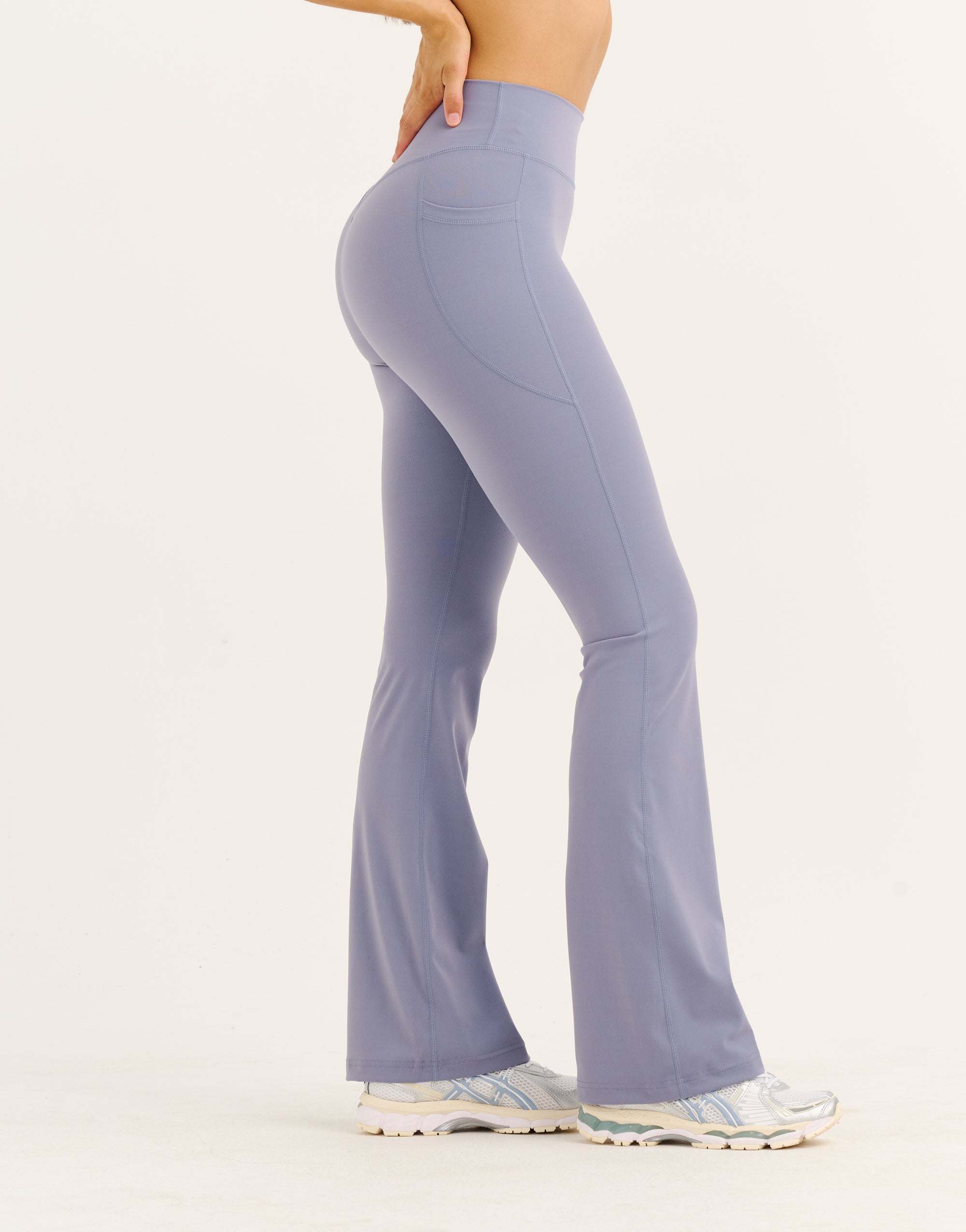 Flare Lycra Pocket Leggings - Washed Blue