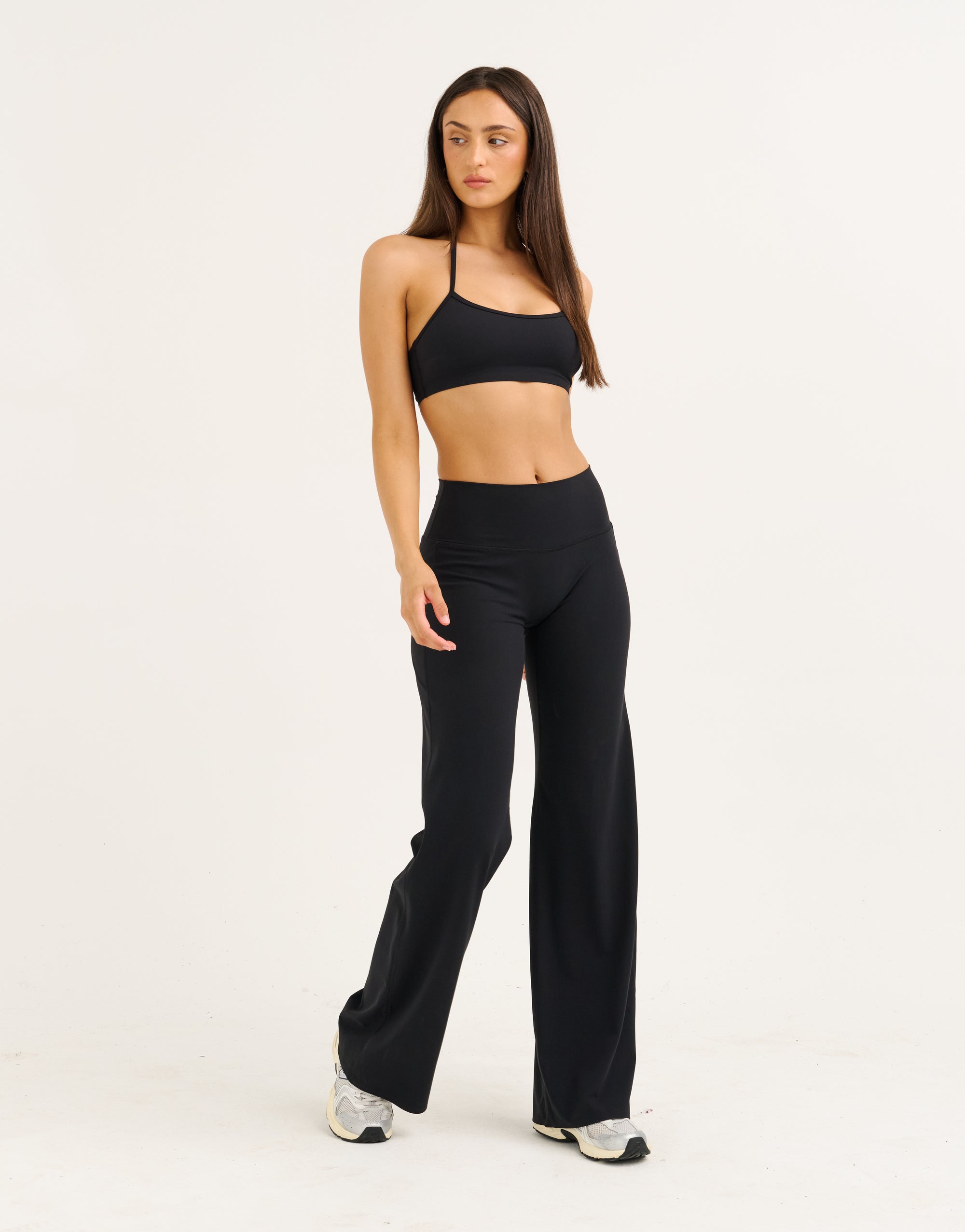 Lycra Wide Leg Pant - Black