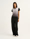Club V Neck Crop Tee - Black