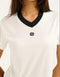 Club V Neck Crop Tee - White