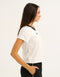 Club V Neck Crop Tee - White